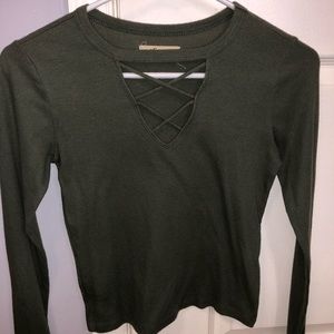 Olive Green cropped long sleeve